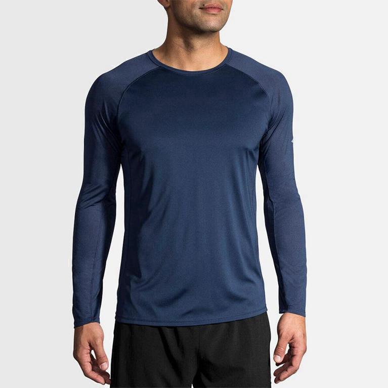 Brooks Stealth Mens Long Sleeve Running Shirt - Blue - Philippines (365128GJW)